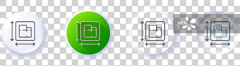 房间尺寸标志的平面图线条图标图片素材