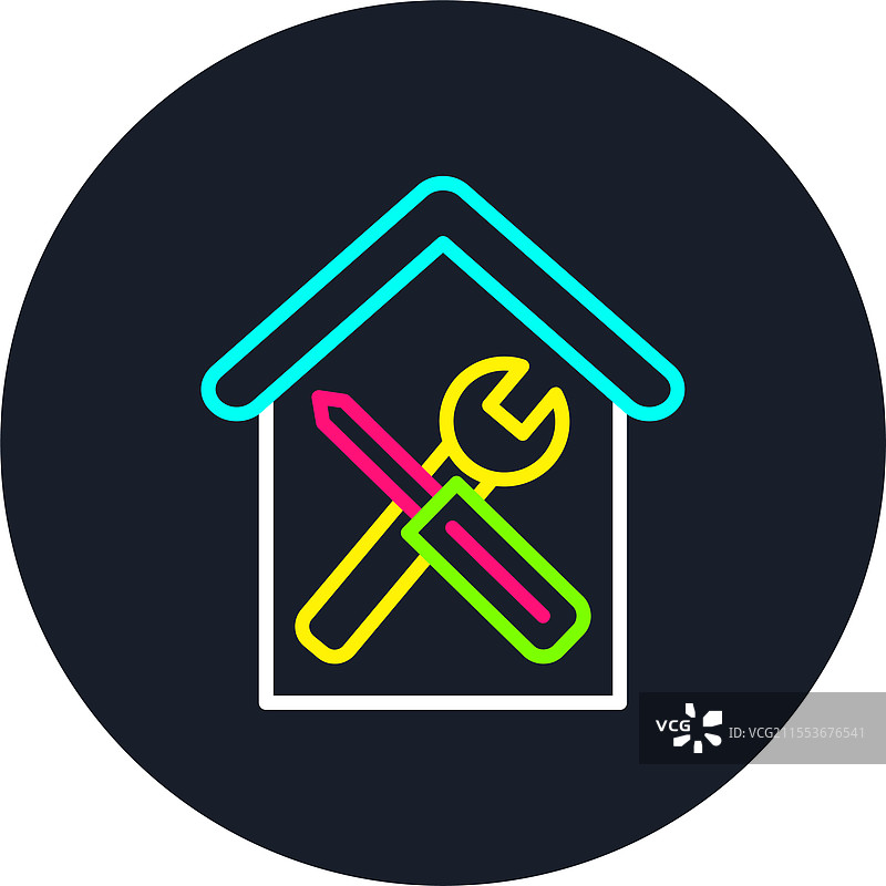 家居修理线条多色图标图片素材