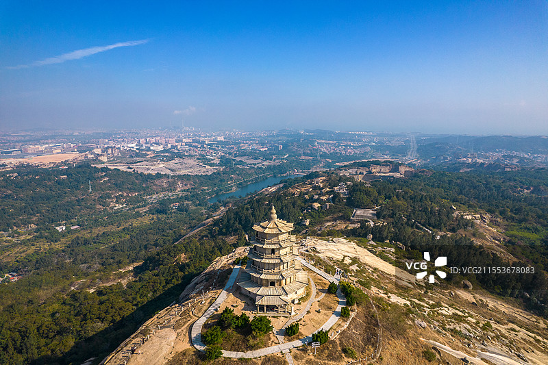 中国福建省泉州市石狮市姑嫂塔航拍图片素材