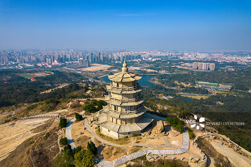 中国福建省泉州市石狮市姑嫂塔航拍图片素材