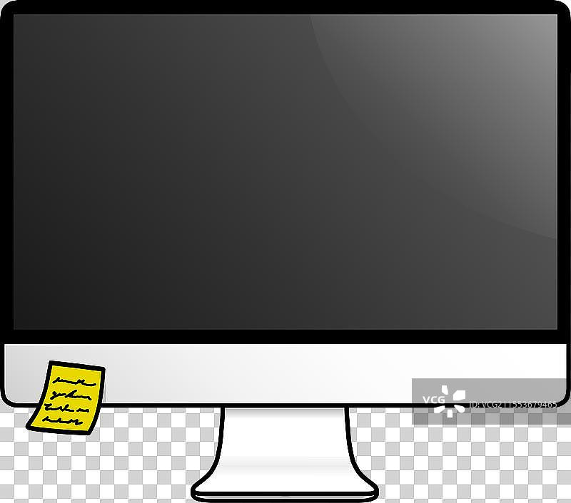 带有便利贴图标的电脑显示器图片素材