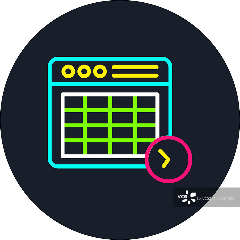 多色图标的电子表格行图片素材