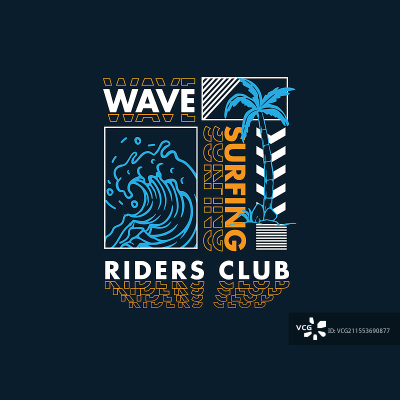 冲浪骑手俱乐部夏季海滩印刷品图片素材