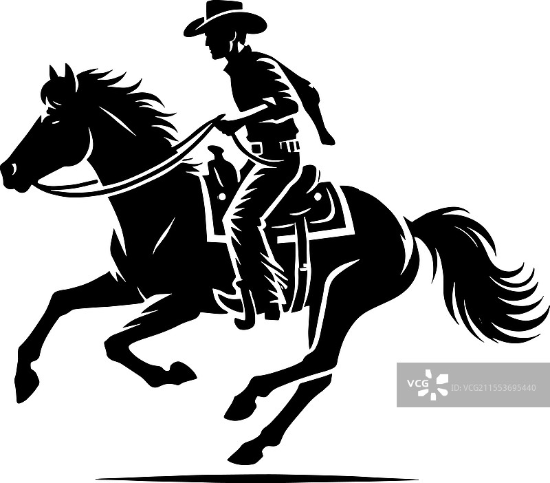 牛仔剪影，背景为白色图片素材