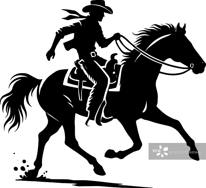 牛仔剪影，背景为白色图片素材