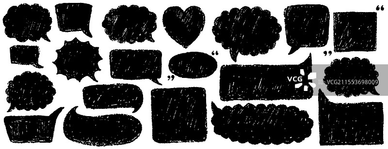 黑色颗粒状对话气泡云套装图片素材