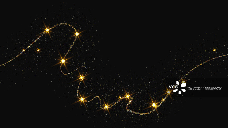 金色闪闪的彩纸屑波浪和星尘图片素材