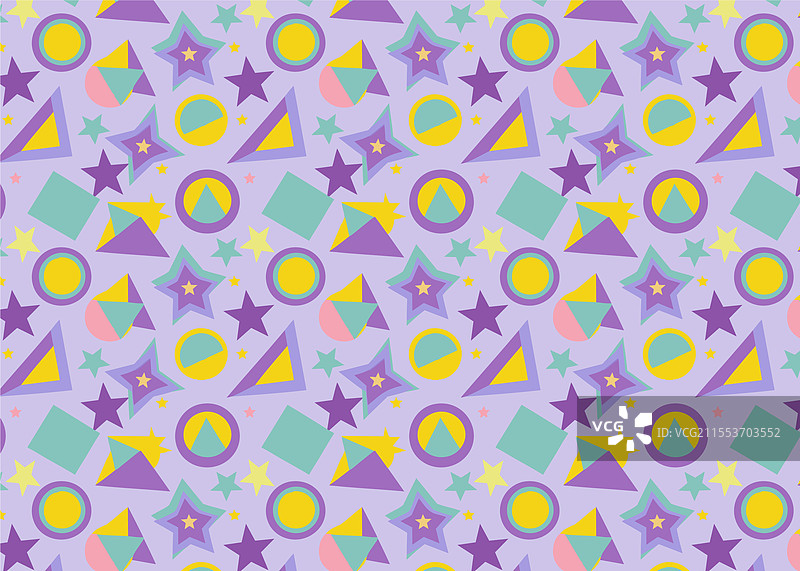 紫色背景上的星星和圆圈无缝图案图片素材