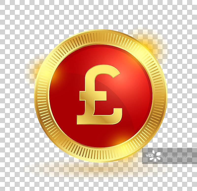 孤立的英国货币英镑金币，3D风格图片素材