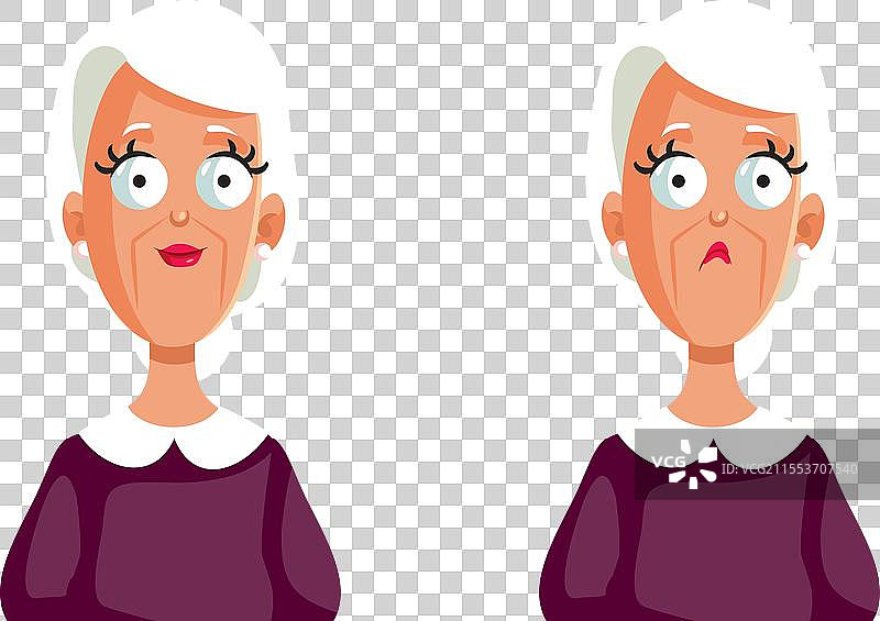 感到既伤心又快乐的老奶奶卡通形象图片素材