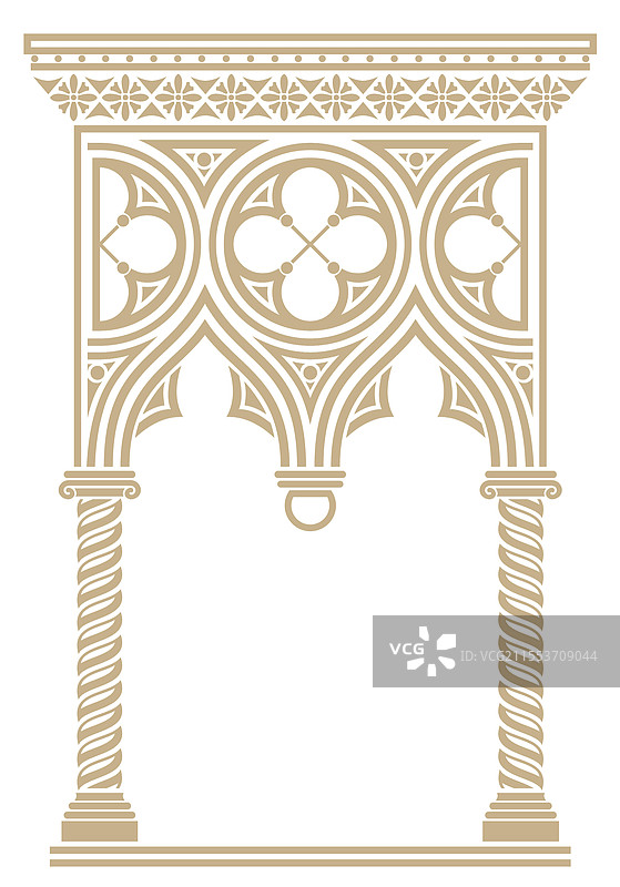 威尼斯古老的哥特式建筑拱门或走廊图片素材