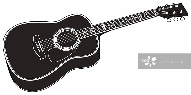 时尚的黑木设计原声吉他图片素材