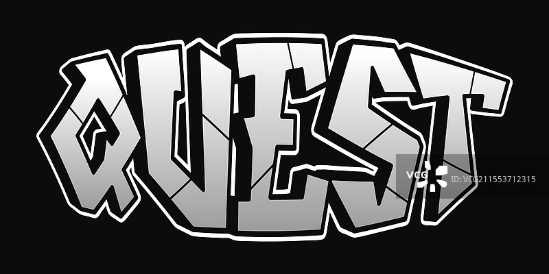 涂鸦风格的单字母“quest”图片素材