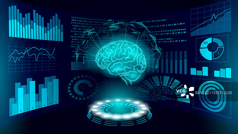 低多边形3D界面药物脑部诊断治疗图片素材