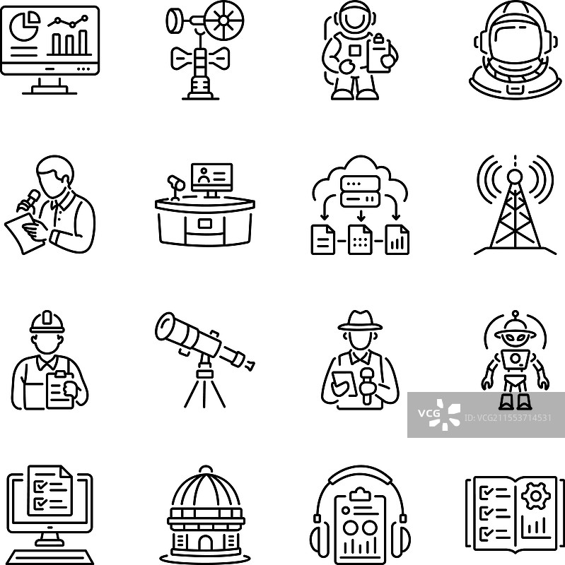 线性风格的报告图标集合图片素材