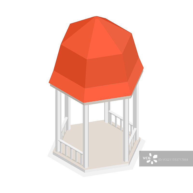 3D等距平面凉亭集合图片素材