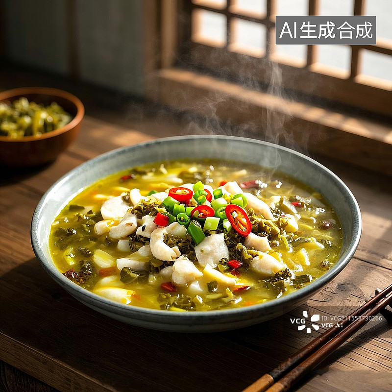 【AI数字艺术】冒热气的酸菜鱼图片素材