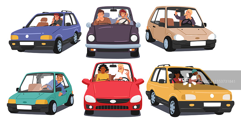 车内不同情境中的人们图片素材