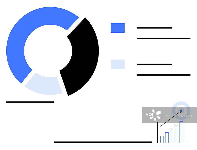 极简风格的数据饼图和柱状图图片素材