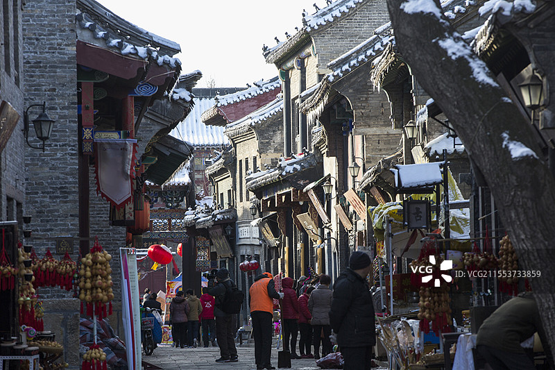 雪后的周村古商城图片素材