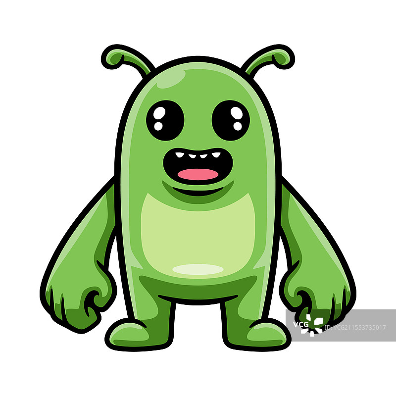 有趣可爱的奇特外星角色，色彩鲜艳，独立展示图片素材