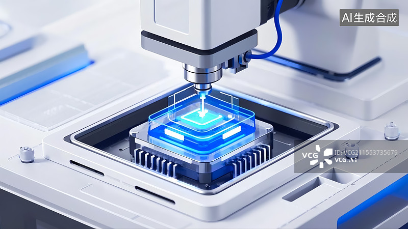 【AI数字艺术】激光雕刻芯片科技概念三维插画图片素材