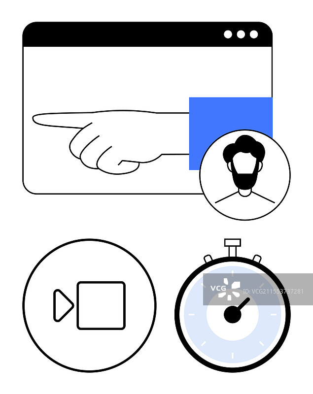 从网页浏览器窗口指向的用户头像图片素材