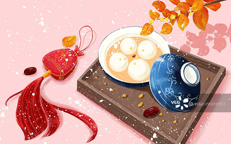 红色喜庆卡通元宵节插画图片素材