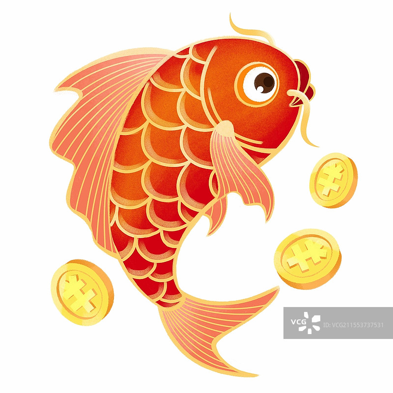 锦鲤金币春节促销鱼跃龙门PS素材年年有余元素图片素材