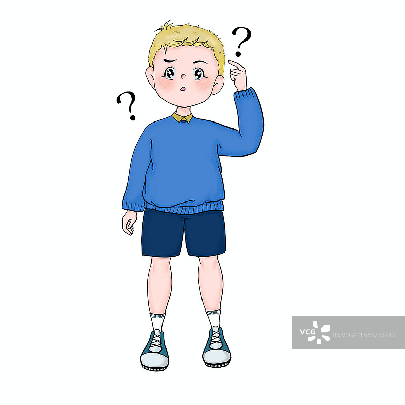 问号小人疑问小人思考问题小人卡通Q版男孩PNG素材图片素材