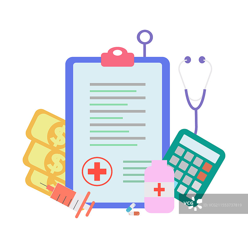 医疗保险现金计算器保险单png素材医疗保险元素图片素材
