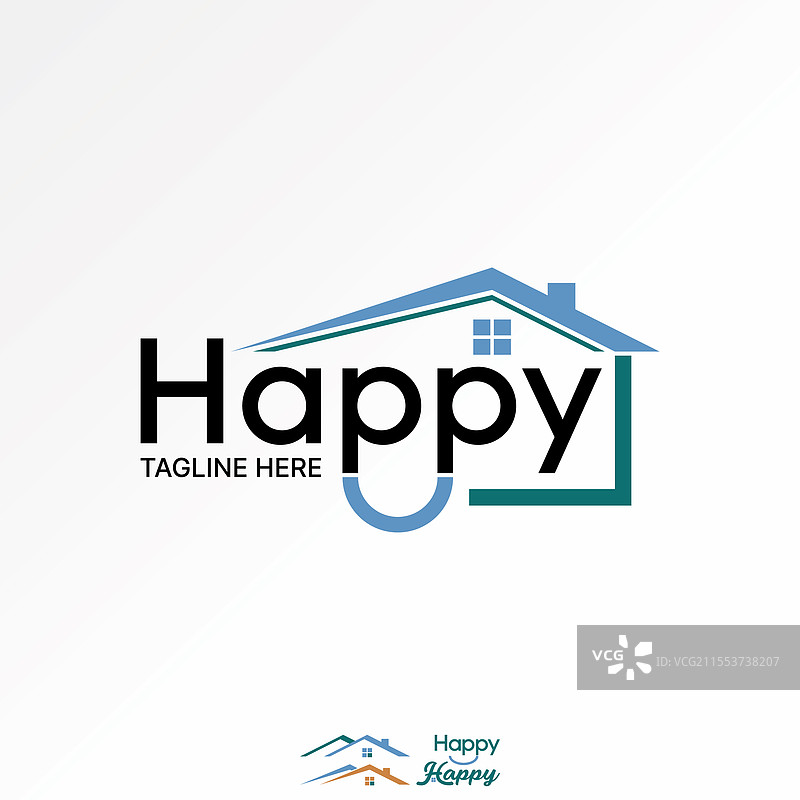 快乐的文字，微笑的字体，屋顶，房子，家庭图片素材