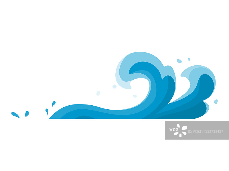 蓝色海浪在白色背景上溅起水花图片素材