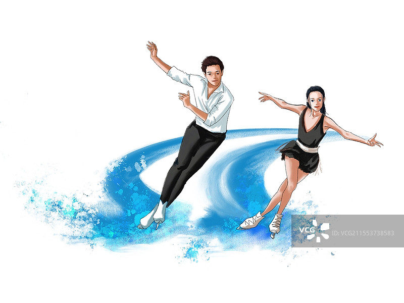 花样滑冰 滑冰人体动态 冬奥会运动项目 PNG冬奥会元素图片素材