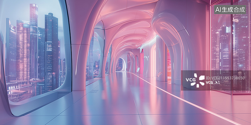 【AI数字艺术】未来超现实主义城市区图片素材