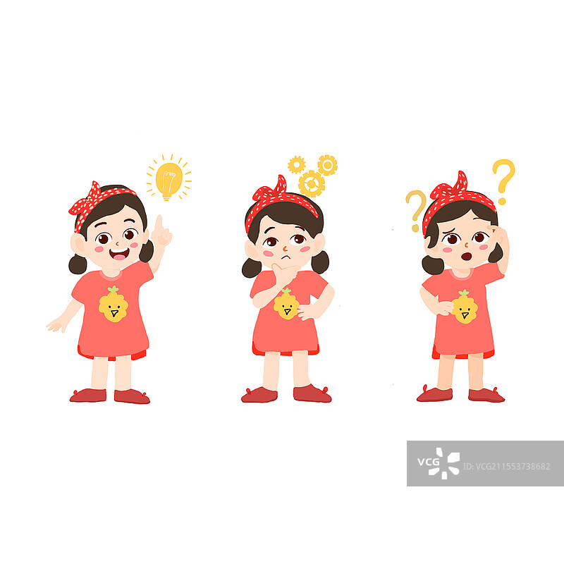 思考疑问灵感卡通小人小女孩问号小人png元素问号小人疑问小人思考问题小人图片素材