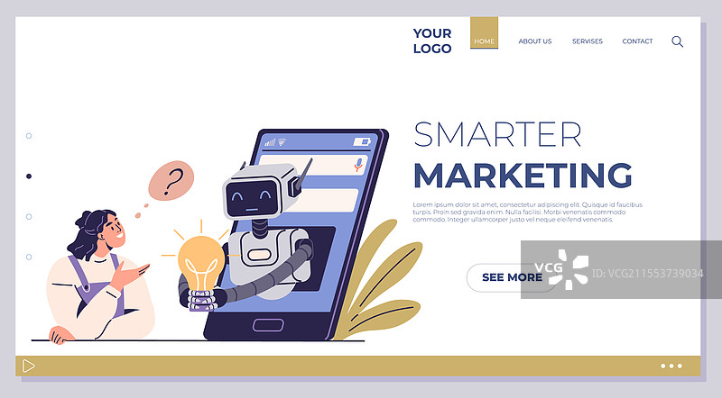 人工智能机器人协助的数字营销策略图片素材