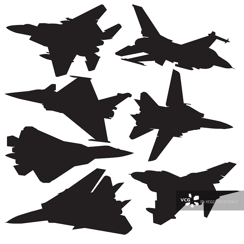 军事飞机轮廓集合图片素材