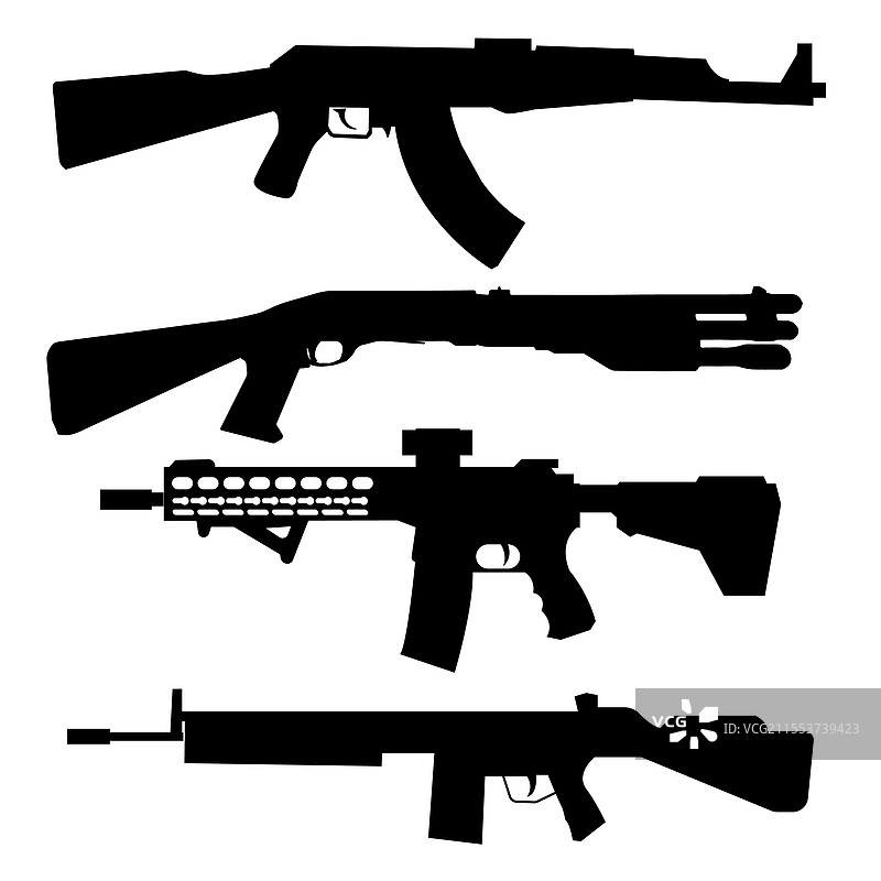 各种火器的轮廓表示图片素材