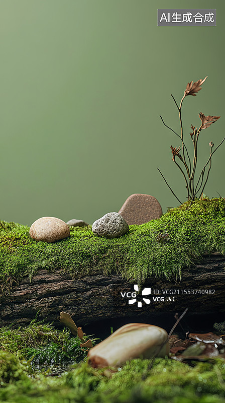 【AI数字艺术】苔藓植物化妆品背景图片素材