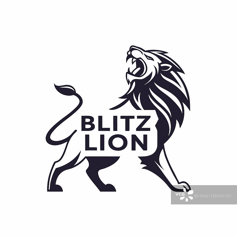 闪电狮子标志设计，适用于体育和商业图片素材