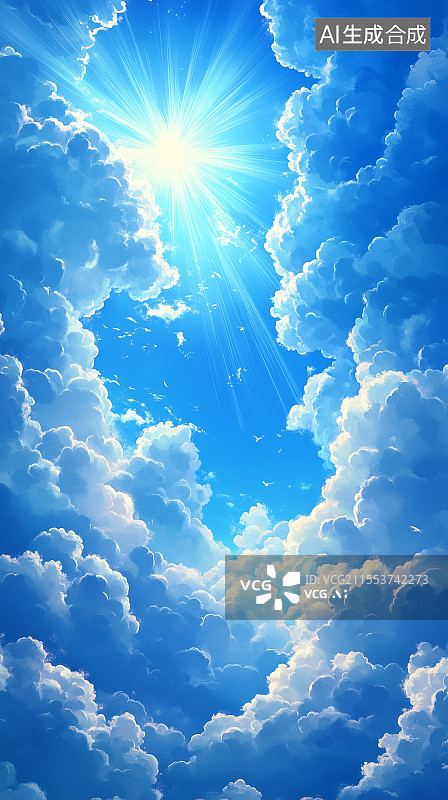 【AI数字艺术】蓝天白云背景图片素材