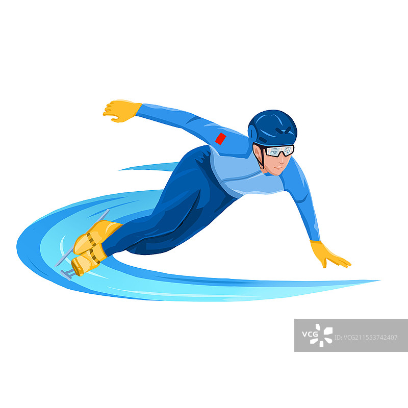 滑冰运动员 卡通人物 运动竞技比赛 PNG冬奥会元素图片素材
