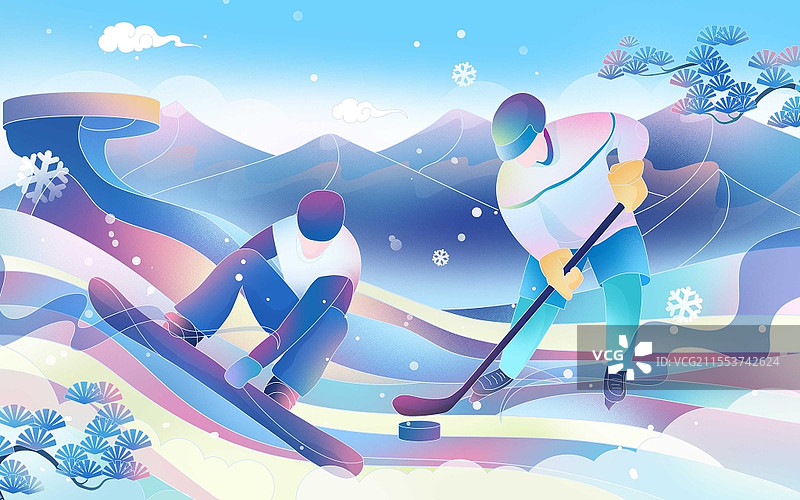 冬奥会国潮冬奥会插画冰球psd素材图片素材