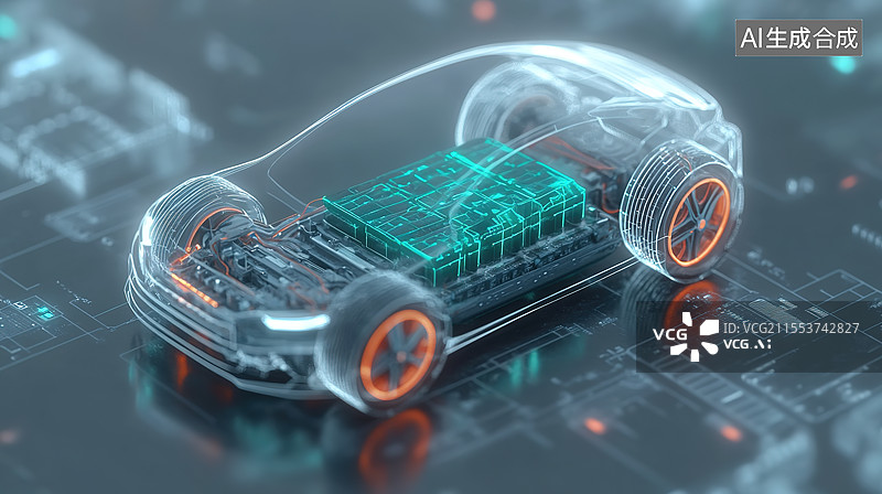 【AI数字艺术】新能源电动汽车固态电池科技工业概念图片素材