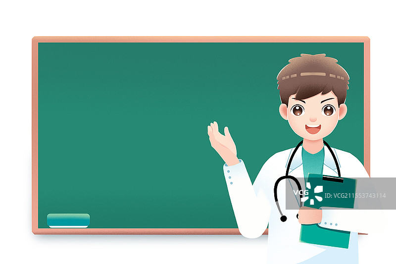 卡通医生黑板前讲解插画元素医疗科普宣传教育素材医生科普图片素材