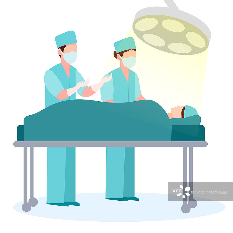 扁平医生做手术矢量人物插画医疗科普宣传人物素材图片素材