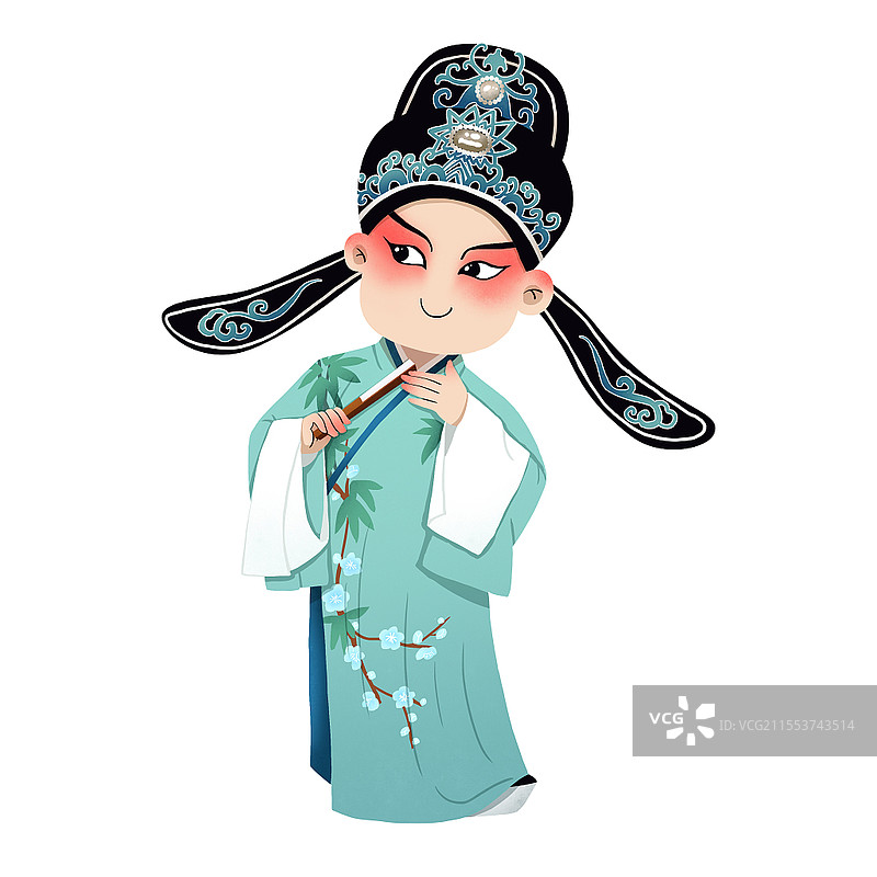 卡通可爱戏曲人物小生插画京剧国粹传统文化素材图片素材
