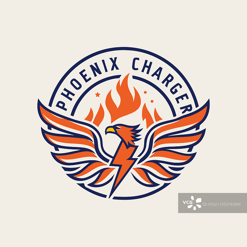 凤凰充电器商标设计用于商业品牌推广图片素材