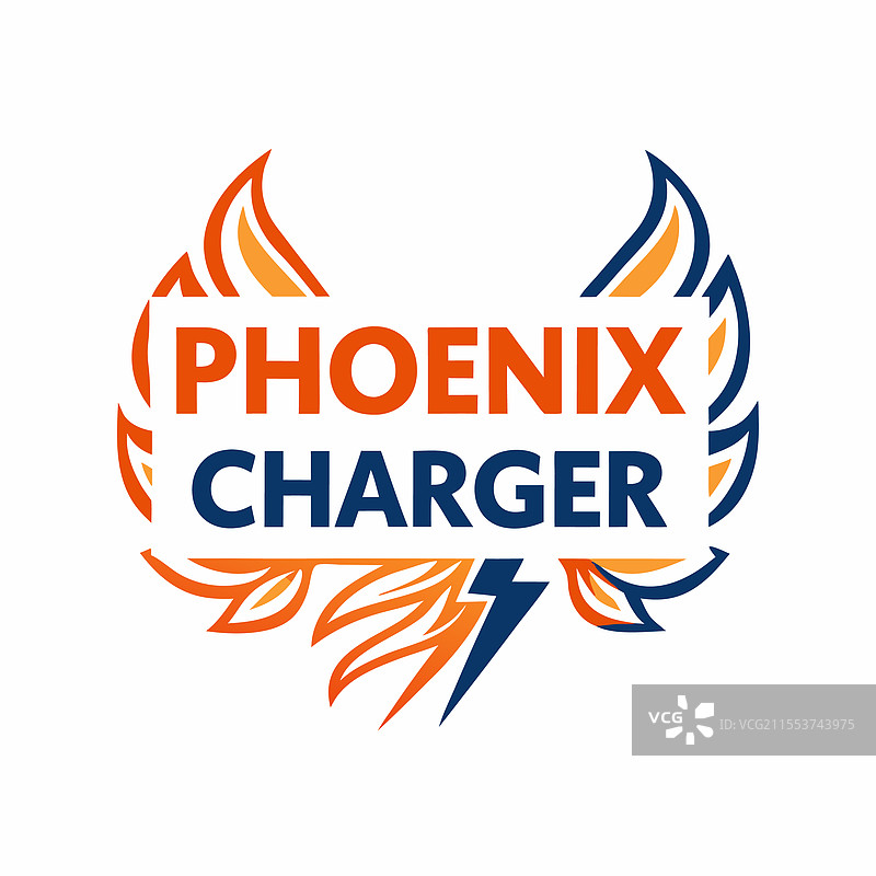 凤凰充电器商标设计用于商业品牌推广图片素材